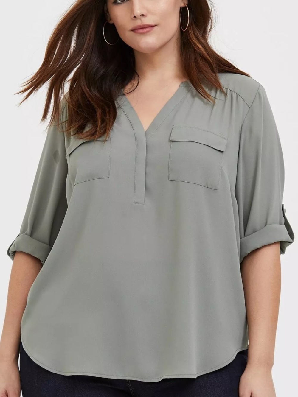 EUC Torrid Size 4 Pale Olive Harper Blouse